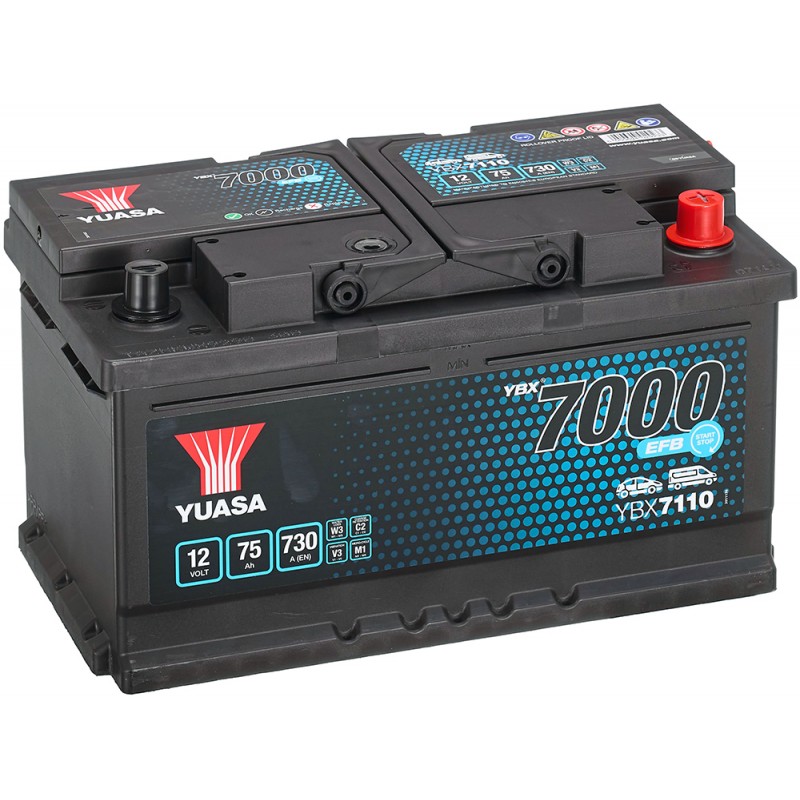 YUASA YBX7000 EFB 75AH 730A R+