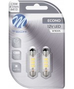 Лед крушки M-TECH ECONO LED C5W (41mm) 6000K 0.4W 12V BLISTER X2 PCS LB091W